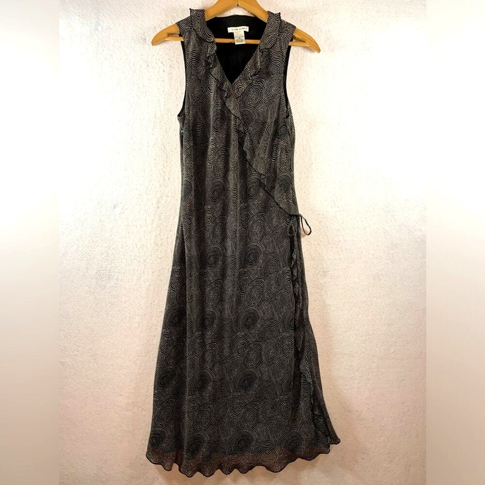 Jillian Jones Chiffon Wrap Midi Dress Sz 8 Celestial Feminine Flowy Ruffle‎